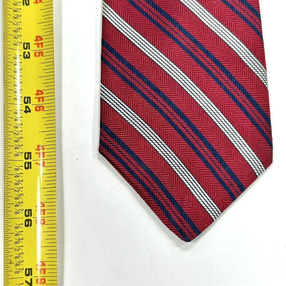 Vintage Christian Dior Neck Tie Men’s Red White Blue 90s Stripes Silk 56.5